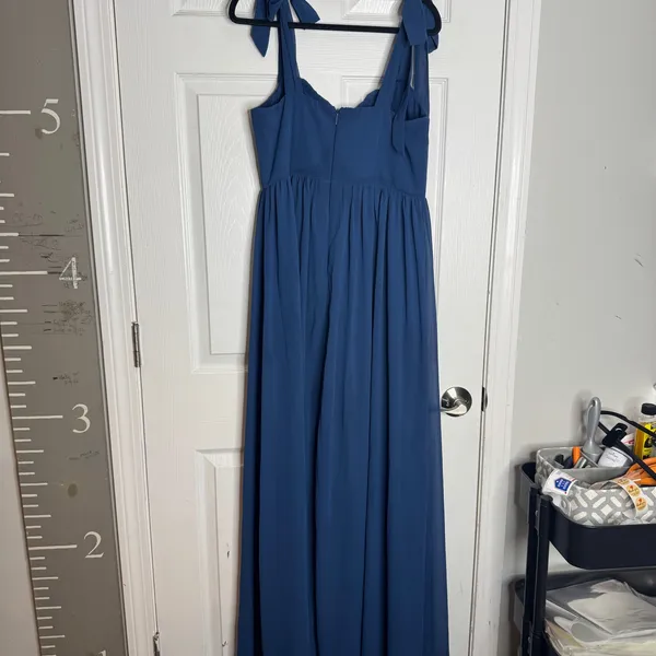 LULU'S Radiant Charisma Blue Chiffon Tie Striped Maxi Dress Size L‎ - Image 5