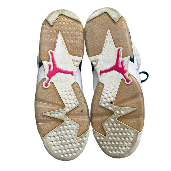 Jordan 6 Retro White Laser Fuchsia Green Abyss Kids 7Y/8.5W - Image 7