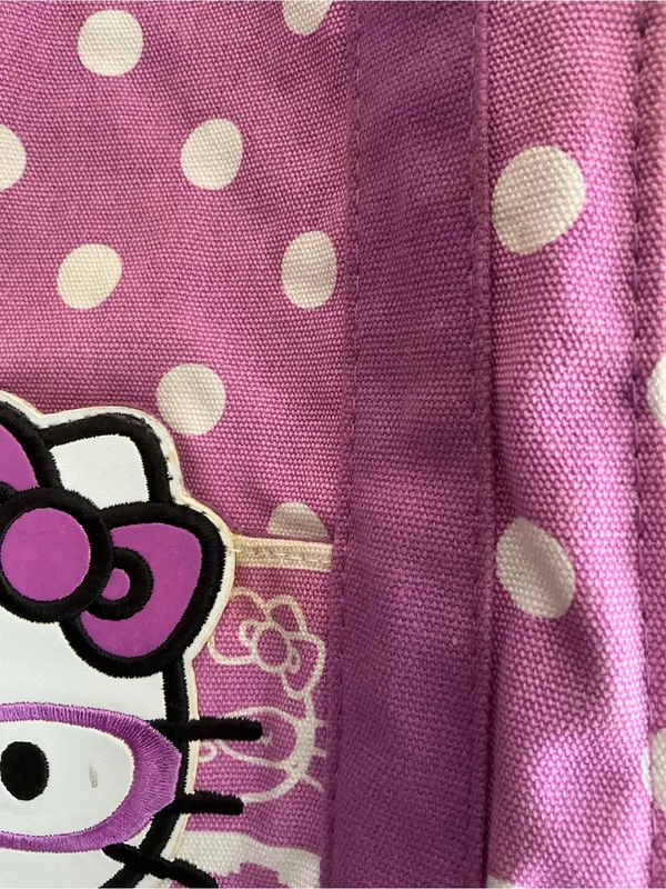 Rare Vintage Sanrio 2010 Hello Kitty Cotton purple nerd Large Tote Handbag Bag - Image 3
