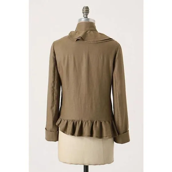 ✨Anthropologie RUFFIAN MISE SCENE Sz 4 Jacket Coat Ruffle Linen Silk✨ - Image 3