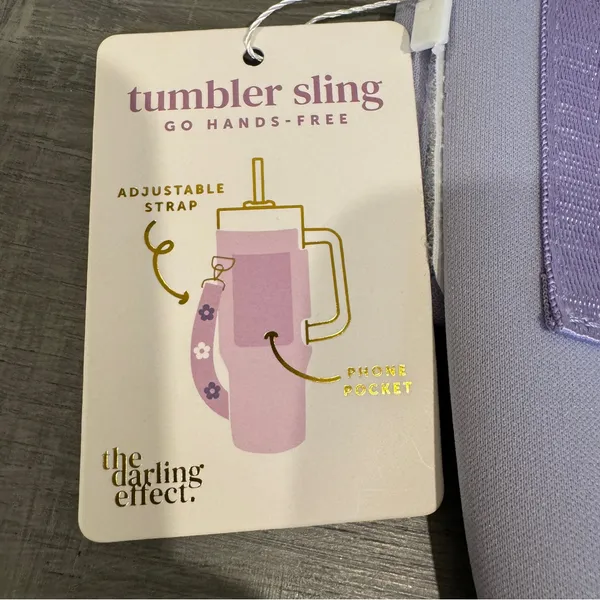 Lavender Tumbler Sling with Floral Strap new with tags‎ periwinkle phone holder - Image 3