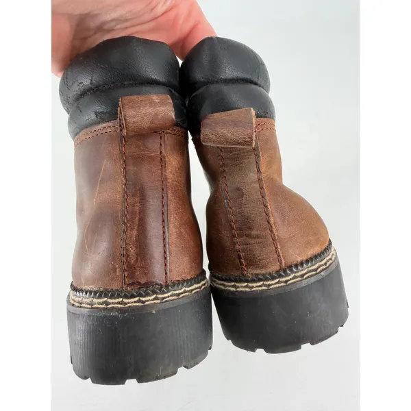 Candies Ankle Boots Womens 7.5 Brown Leather Lug Sole Vintage 90s Grunge Utility - Image 5