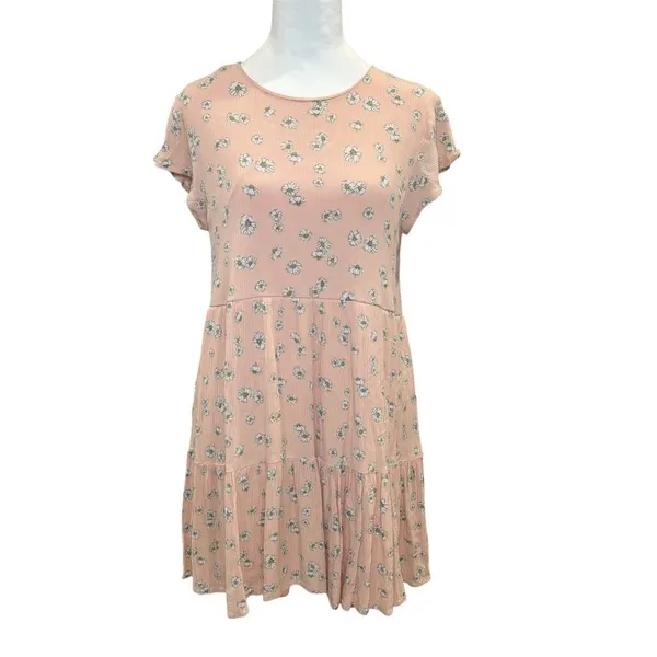 Altar'd State Pink Daisy‎ Floral Kloey Babydoll Dress Large Flutter Sleeve - Image 2