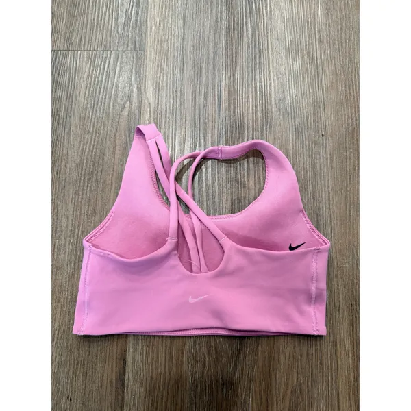 Nike‎ One Dri-FIT Pink Strappy Back Sports Bra Medium Scoop Neck Activewear - Image 2