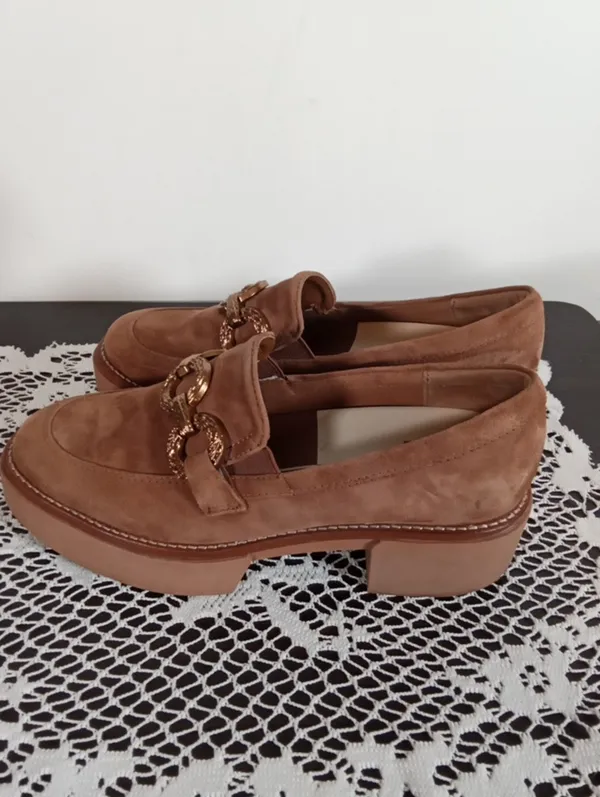 Dolce Vida Womens Sheena Brown Suede Loafers Chunky Platform Shoes Sz 7 - Image 5