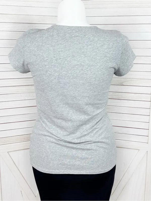 WHBM Studded High Heel Graphic Tee Shirt Grey Large Cap‎ Sleeve Casual Glam - Image 4