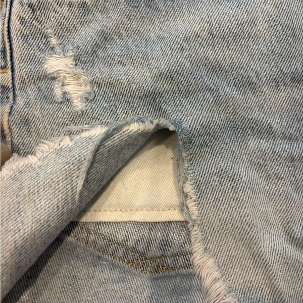 Agolde Distressed Light Blue Denim Shorts Size 26 Button Fly - Image 6