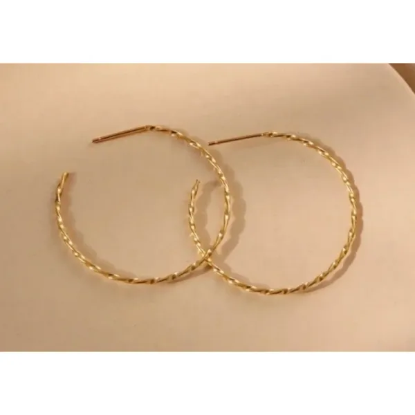 Beautiful Twist‎ 14k Gold Plated Sterling Silver Hoop Earrings, 4.2cm - Image 10