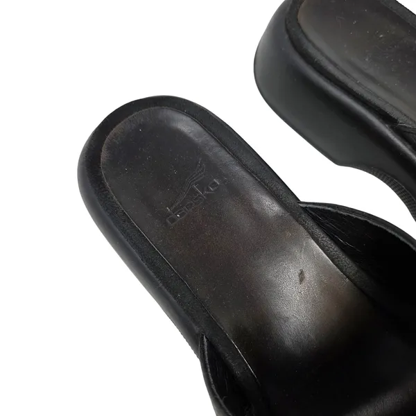 Dansko Black Leather Embossed Floral Slip On Strap Slide Casual Sandals Size 38 - Image 5