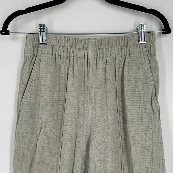 Madewell Breezewoven Pull On Wide Leg Pants Sz XS Linen Blend Casual‎ Sage Green - Image 6