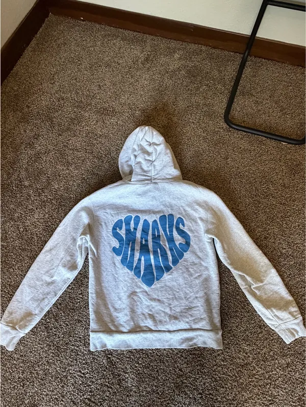 Finatics grey shark hoodie Gray Size M - Image 3