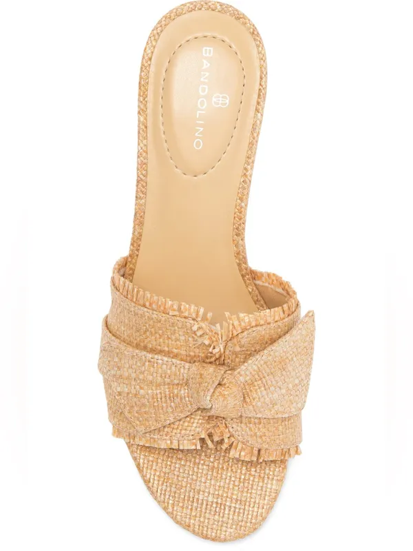 Bandolino Arden Mule Natural Woven Bow Block 2” Heel Open Toe Mule Summer Sanda - Image 4