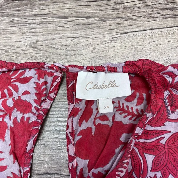 Cleobella Kaz Mini Dress Floral Print Statement Sleeves 100% Cotton Size‎ Xs - Image 5