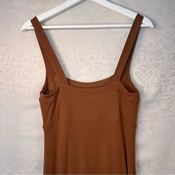 Good American Rust Brown 90s Tank Midi Dress Double Lined Slimming Size 2 - Image 5