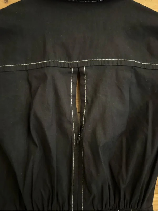 Anthropologie Size 2 Black Slim Midi Shirt Dress Business Casual Office Slit - Image 9