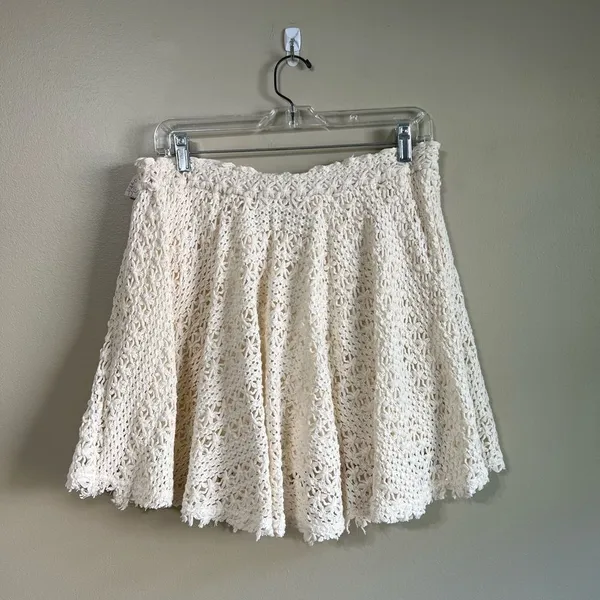 NWT free people‎ beach circle town ivory crochet skirt L - Image 6