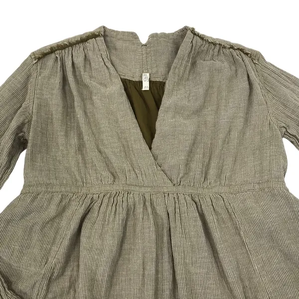 FREE PEOPLE V-Neck Blouse-Tunic Women M Olive Coastal Boho Cottage Western City - Image 7