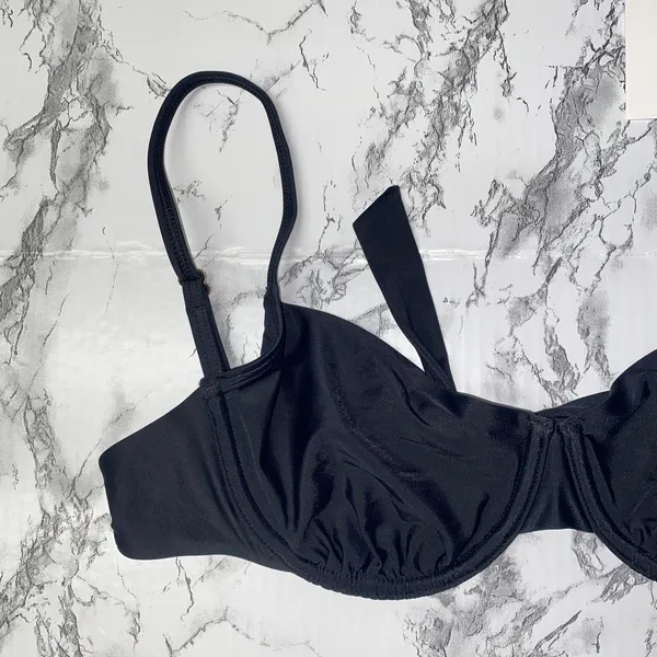 NWT Quince Black Italian Demi Bikini Swim Bathing Suit Top Women's Size Medium - Image 5