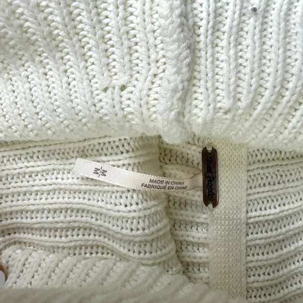 Free People Layer Cake Cable Knit Cream Tiered Ruffle Chunky Sweater Medium - Image 7