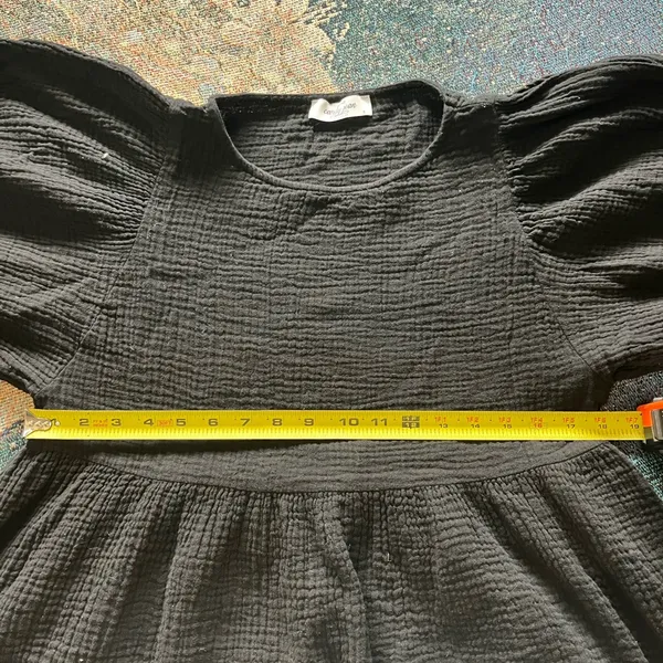 Carly Jean Los Angeles Black Blouse 1/4 Sleeve Mini Dress SZ S 100% Cotton Top - Image 10