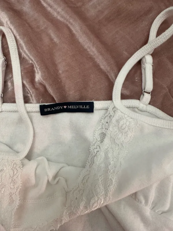 White Brandy Melville Lace Tank Top - Image 3