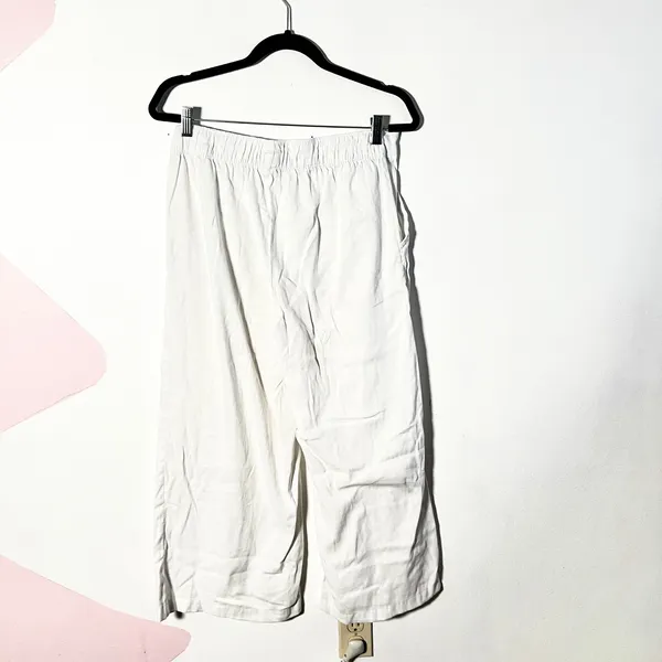 Dash‎ Linen Blend Pants Women's Medium Wide Leg Cropped Beach Vacation - Image 2