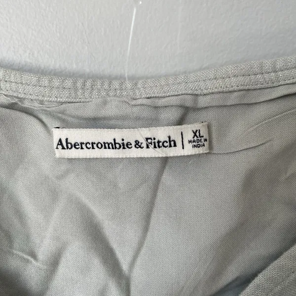 Abercrombie & Fitch Linen Blend Crop Top Flowy Blouse Front Tie Green Size XL - Image 7
