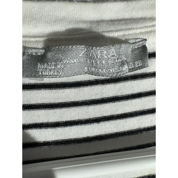 ZARA Black & White Striped V-Neck Midi T-Shirt Dress – Size M - Image 4