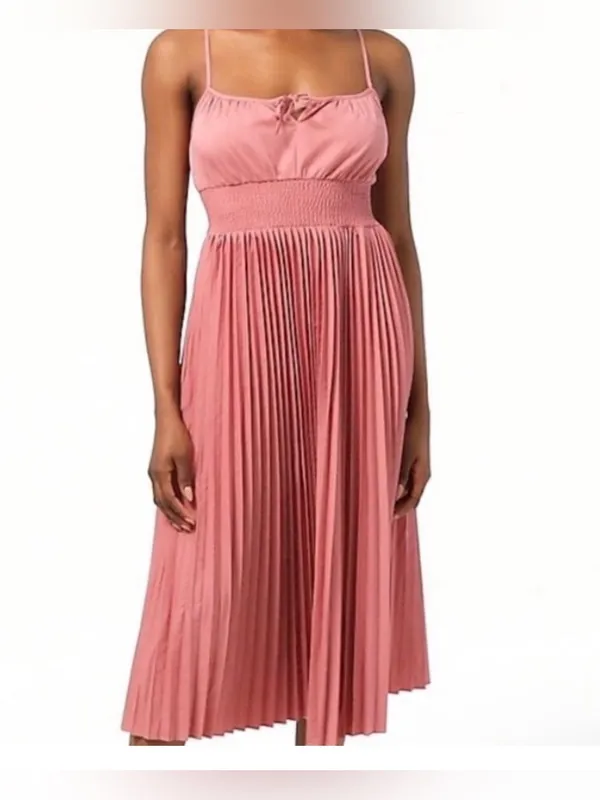 J.Crew Smocked Waist Pleated Midi Dress Pink NWT Size 10 - Image 2