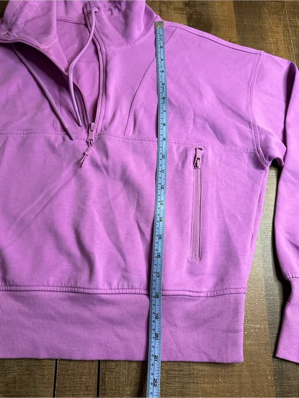 Old Navy Active Women's Medium Purple Quarter Zip Crop Sweatshirt Zipper Pockets - Image 7