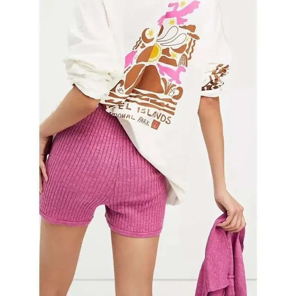 ✨FREE PEOPLE Zuma Sweater Hot Pink Sz Medium Shorts✨ - Image 3