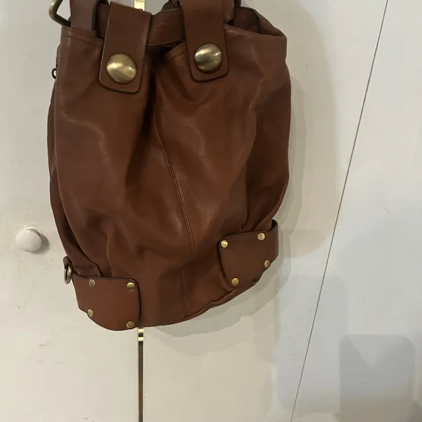 Kooba Brown Leather Bucket Bag with gold hardware - Image 5