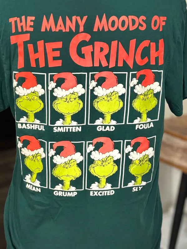 Dr. Seuss The Many Moods of The Grinch Graphic T-Shirt - Adult Medium Green - Image 7