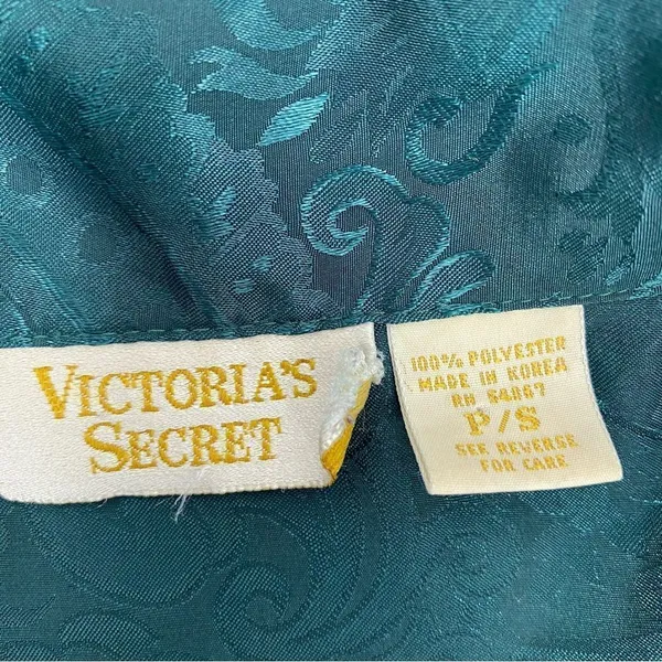 Victoria’s Secret Vintage‎ Satin Brocade Nightshirt Green Small - Image 11