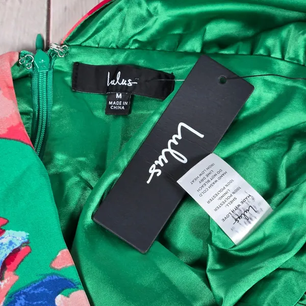Lulu's Sweetest‎ Song Green Floral Print Backless Long Sleeve Romper M NEW - Image 4