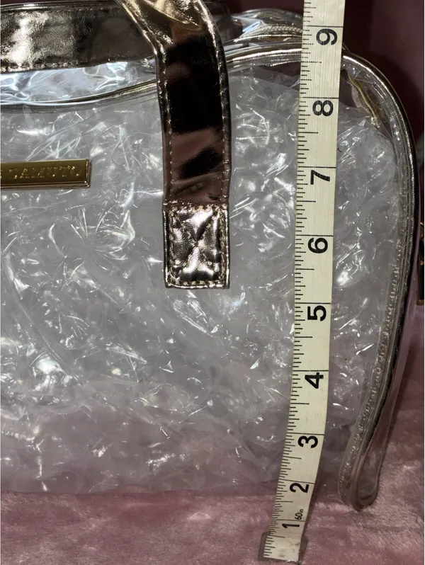 NWT Vince Camuto Clear Travel Bag with Metallic Gold Trim - Image 7