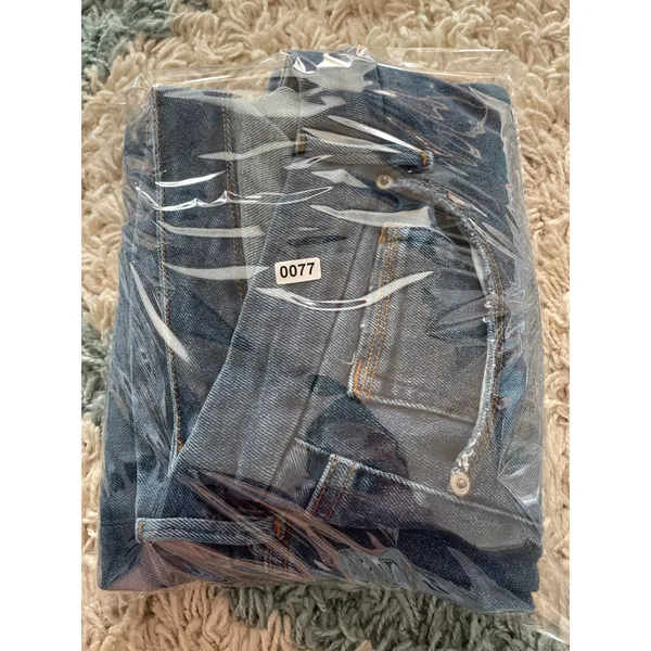 GOOD AMERICAN Wide Leg Palazzo Crop Jeans Indigo Distressed Frayed Hem Size 15‎ - Image 5