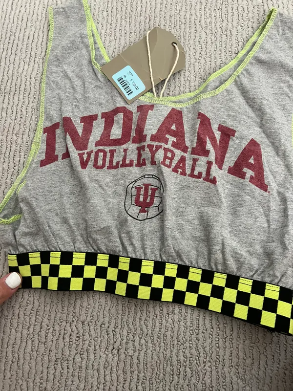 LF Furst Of A Kind Indiana University Adidas Checker Trim Crop Tank - Image 2