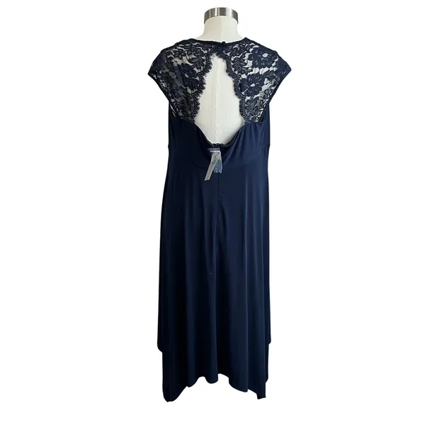 Catherine’s Navy Lace ‎ Draped Bodice Handkerchief Hem Formal Dress 1X - Image 2