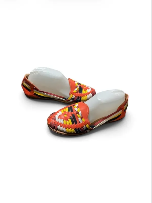 Munro-Huarache Puebla Women’s Mexican Woven Leather Sandals Sz-9 - Image 2