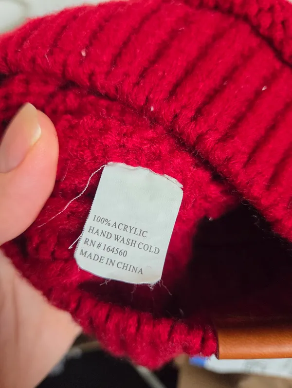 Crush Berry Red Stretchy Knit Beanie Hat Pom Pom Winter Cozy Warm - Image 8