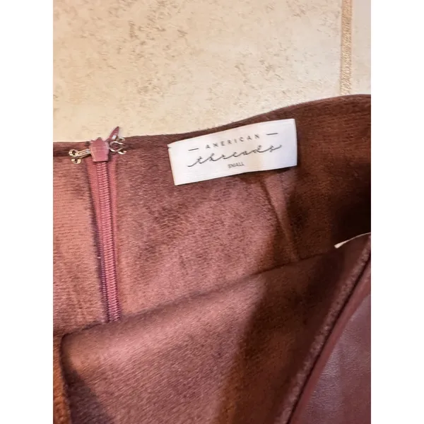 American Threads Faux Leather Mini Skort Burgundy Brown SM-SK40077B-AT Small - Image 5