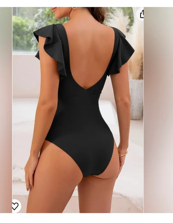 B2prity One Piece Swimsuit Ruffle Cutout Slimming Tummy Control V Neck Wrap - Image 2