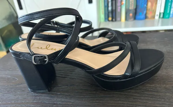 Lulus Lexia Black Platform Ankle Strap High Heel Sandals - Image 3