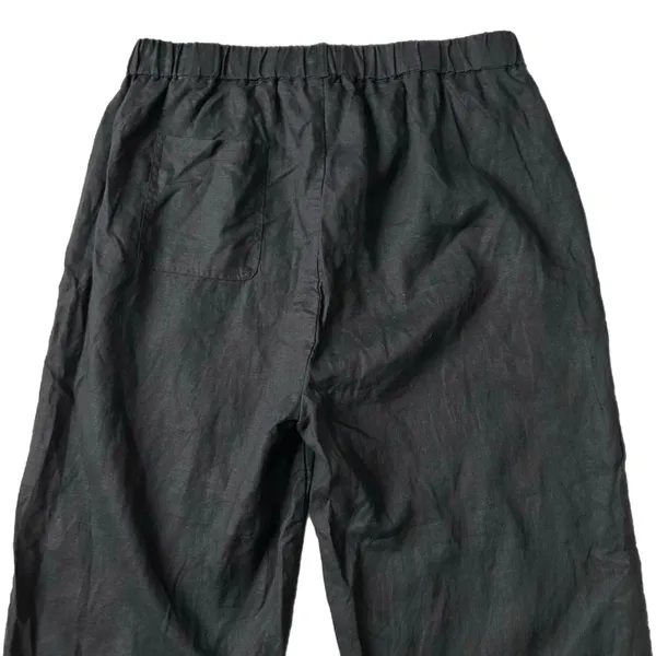Quince 100% European Linen Wide Leg Elastic Waist Ankle Pants Black Size Large - Image 5