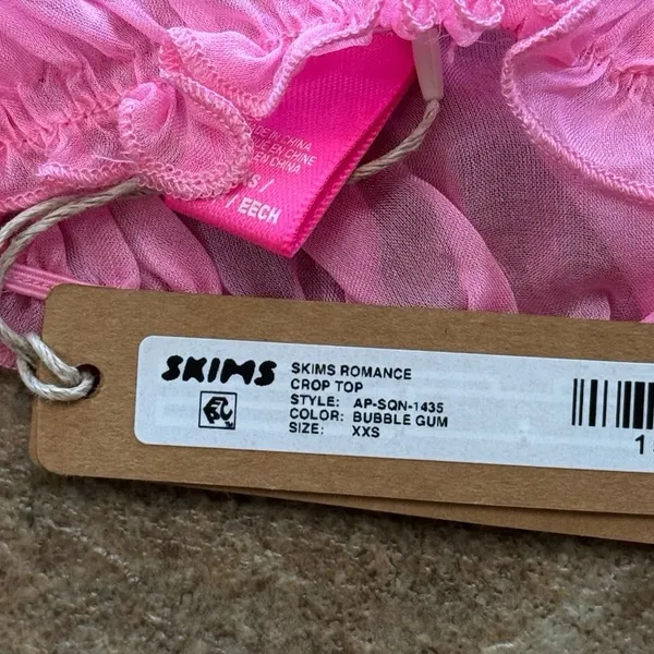 Skims Romance Chiffon Crop Top Bubblegum Size XXS - Image 9