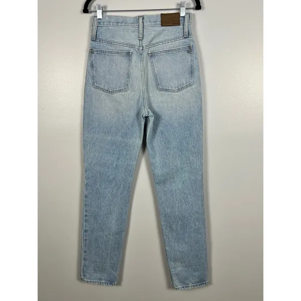 Madewell Classic‎ Straight Jeans Size 25 Blue Distressed High Rise Rigid Denim - Image 9