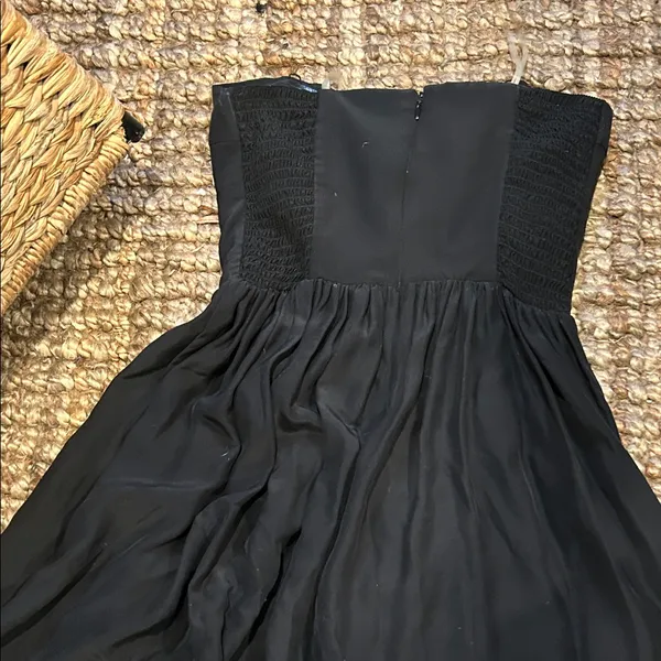 Amanda Uprichard 100% Silk Elegant Black Strapless Midi Dress Size Small - Image 8
