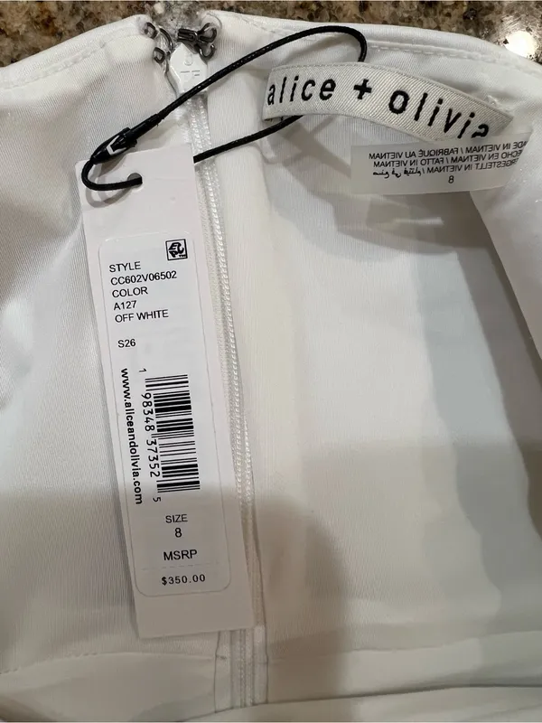 Alice + Olivia Mikaela Off White Square Neck Scuba Mini Dress NWT Size 8 - Image 5