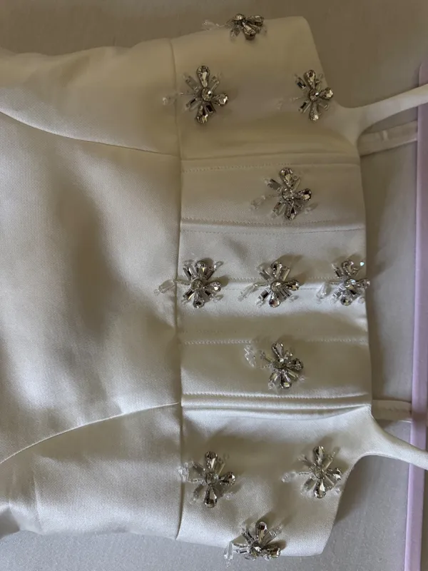 Beige/white mini dress - Image 3
